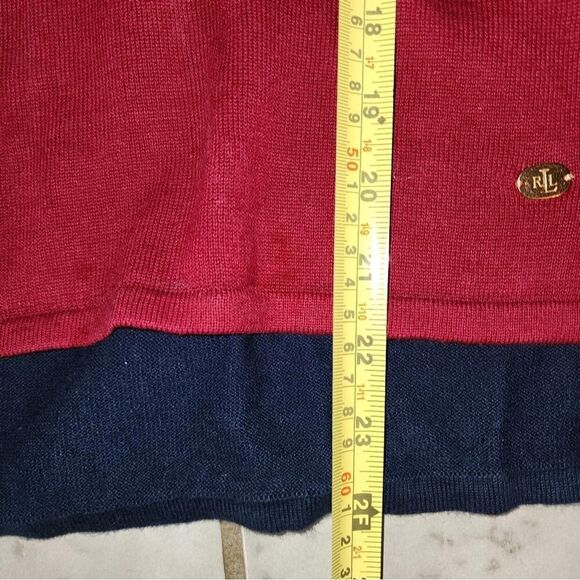 Lauren Ralph Lauren women's linen blend Red Navy Sweater sz M preppy y2k beach - Picture 9 of 9